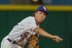 Drew Vanalstine, Hernando High shortstop, throws to first to record an out during the game with Lecanto High Friday, 4/21/23, in Brooksville.  Photo by JOE DiCRISTOFALO