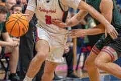 Springstead High's ,2, Niko Cordello works the baseline during Tuesday night’s match against visiting Lecanto High. Photo by Joe DiCristofalo