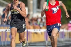 Springstead High’s Andrew Brittain anchored the 4x800 relay finishing a split second behind Citrus High. Photo by JOE DiCRISTOFALO