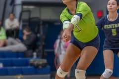 Central High Libero, 1, Zioneliz Miranda Perez concentrates on a volley during the match with HCA Tuesday at Central High.  Photo by Joe DiCristofalo.