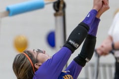 Hernando High’s ,2, Jacqueline Cuevas stitches to keep a volley alive during the match with Nature Coast Tuesday at Hernando High. Photo by Joe DiCristofalo