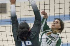 Weeki Wachee, 10, Jadyn  Aponte hits over the Anclote defense during the 4A district 9 championship match. Weeki Wachee won the match 3-1 despite dropping the first game. Photo by JOE DiCRISTOFALO