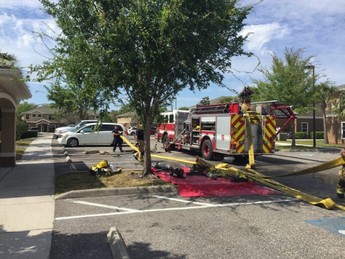 HCFR on the scene of a fire at an apartment complex in Spring Hill