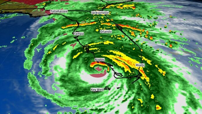 Hurricane Irma making her way up the Florida Coast