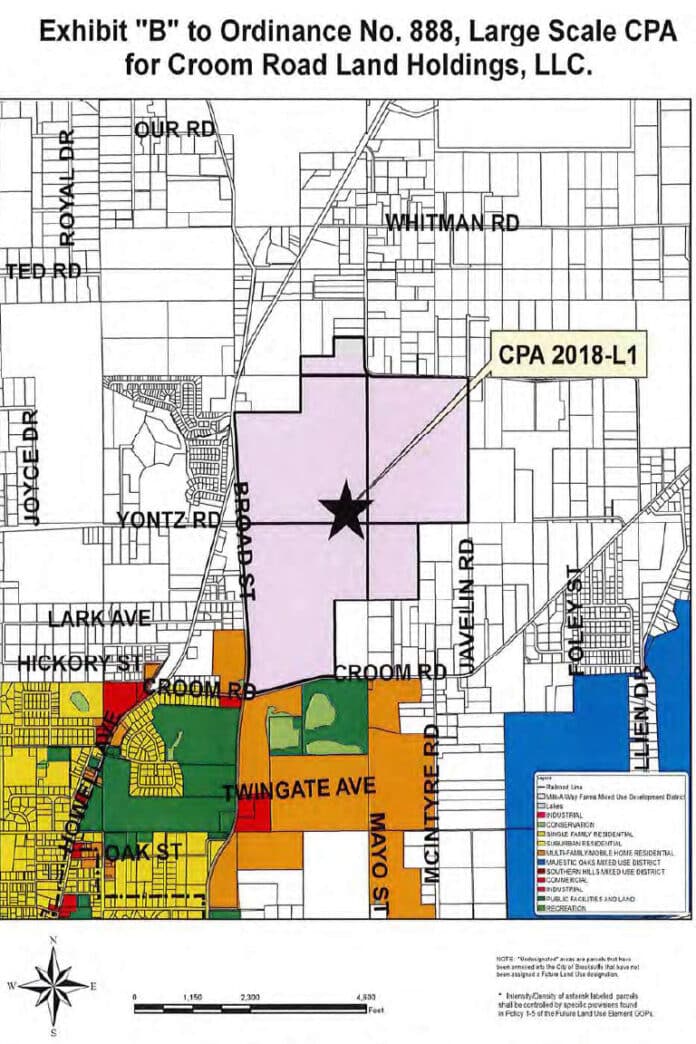 Map showing the location and zoning of  Milk-a-Way Farms property- city of Brooksville