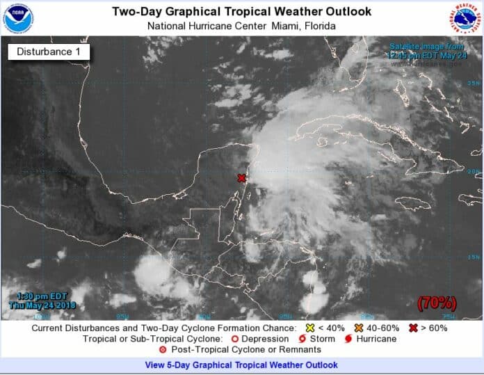 NOAA Two Day Graphical Tropical Weather Outlook Map