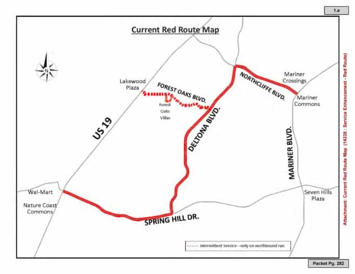 Red bus route- prior to July 2, 2018