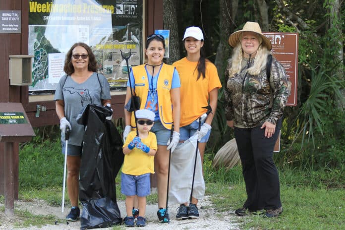 Participants Raelene Souza-Wentz , Hunter Vinje (3) Paola Vinje and Kymmie Vinje (12) and Theresa Weglarz at Weekiwachee Preserve in Spring Hill, FL. 