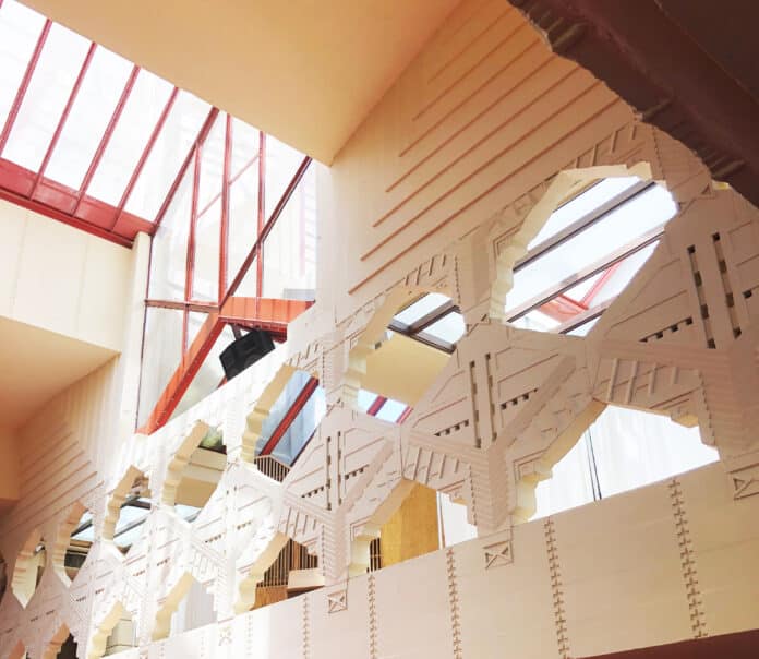 Skylight and block as seen inside Annie Pfeiffer Chapel.