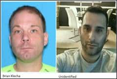 Brian Klecha (L) and unidentified man who may have information about Klecha's whereabouts (R)