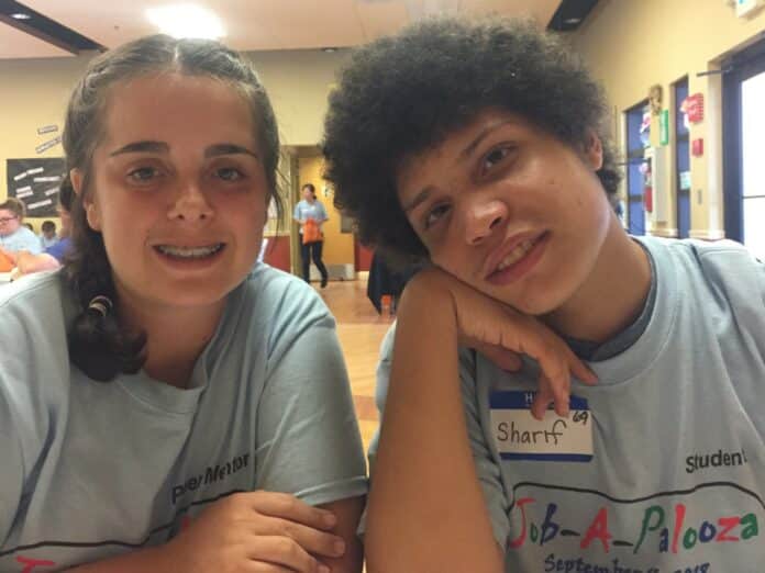 Chloe Naughton, teen mentor and Sharif Corbin, Job-A-Palooza participant