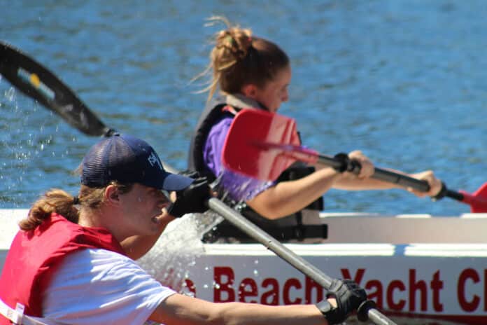 Annie in 'Hernando Beach Yacht Club' racing Sean and Ethan in 'Sunshine 2.' Annie wins the heat for the yacht club and earns the second fastest time: 1:23.