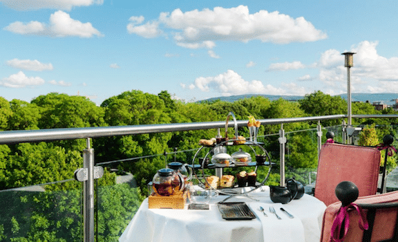Afternoon tea served with a view.