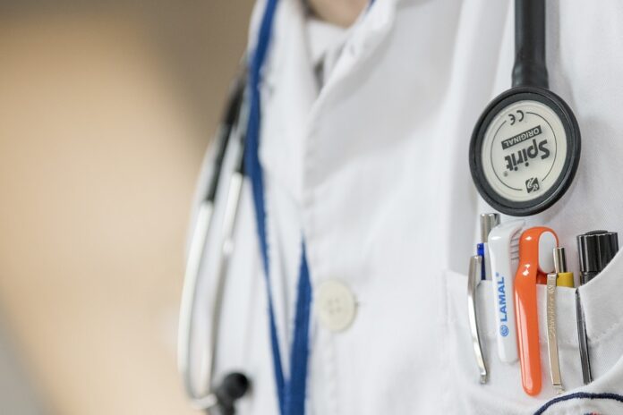 Closeup of doctor's labcoat pocket