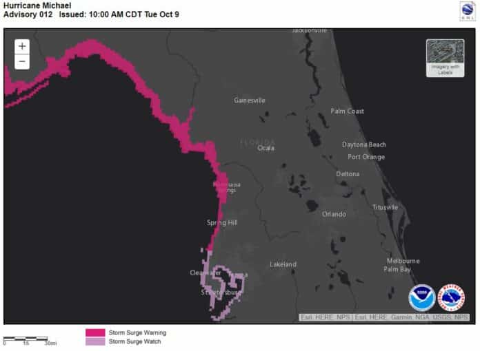 Hurricane Michael Storm Surge Map- NOAA