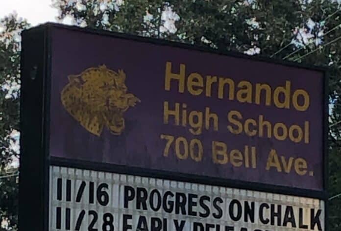 Hernando High marquee will soon show their new address 111 Ernie Chatman Run Photo courtesy of Patrick Skipper