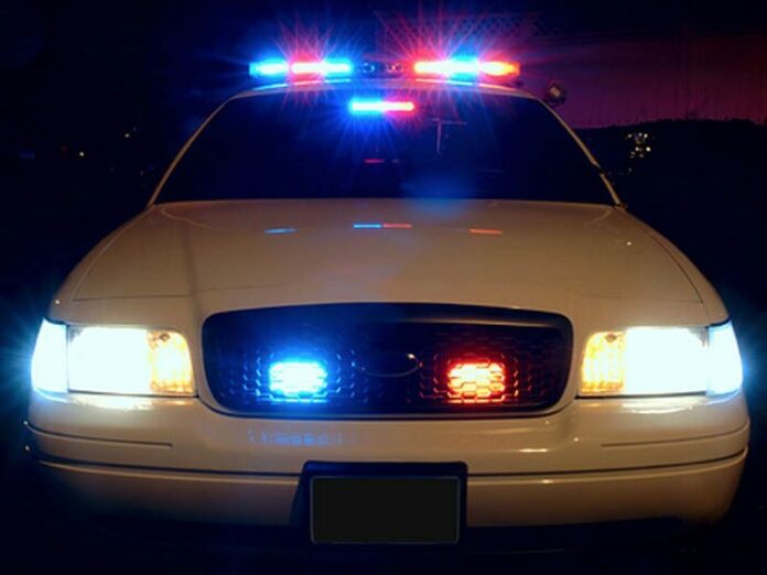 Cruiser with flashing blue lights