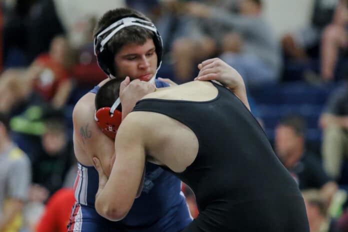 Eagles Kyle Curl competes during the Corey Hill Memorial Wrestling Tournament at Springstead High Saturday January 5.