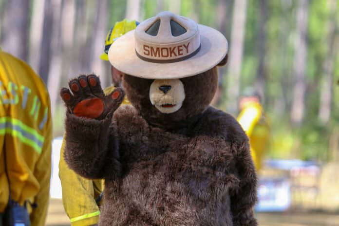 Smokey Bear was present for photo ops during the Flatwood Fire and Nature Festival held at UF / IFAS School of Forest Resources & Conservation, Austin Cary Memorial Forest in Gainesville, FL