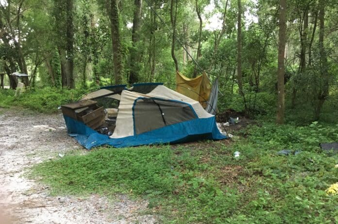 A tent destroyed by a summer storm. Photo courtesy of Ellen Paul.