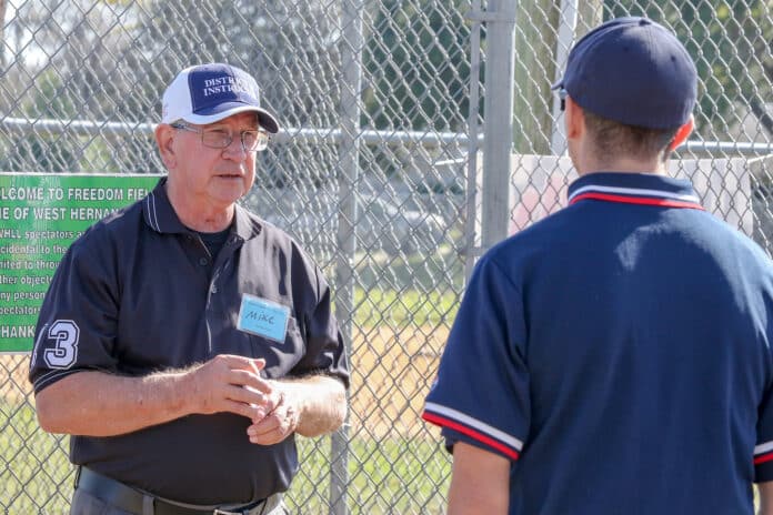 District 15 instructors go over rules and regulations during the 2019 Spring Umpire Clinic at the West Hernando Little League Complex in Spring Hill