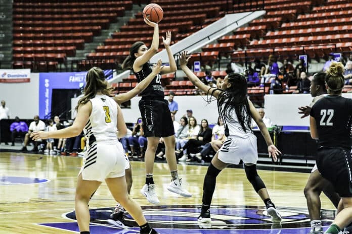 Weeki Wachee's Shayleese Vazquez shoots against American Heritage in the state semifinal. photo by Cheryl Clanton 