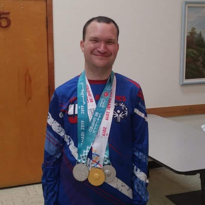  In March Robert won a gold medal in English Equitation, a silver medal in Dressage and another silver medal in English Working Trails at the Special Olympics World Games in Abu Dhabi. 