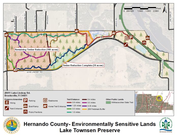 Map of habitat restoration, Lake Townsend Preserve