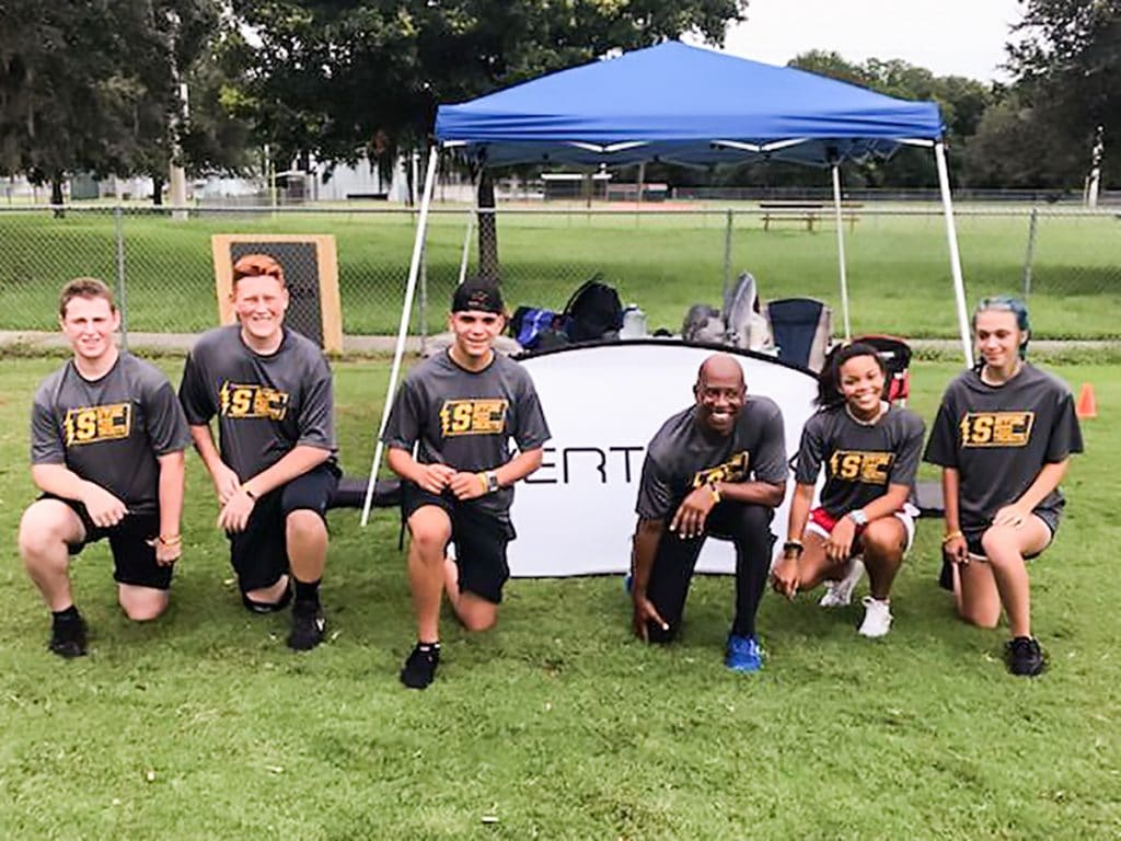 VertiMax Resistance Training team demonstrated equipment during the football camp on Saturday July 13. Photo courtesy of Bill Safore.