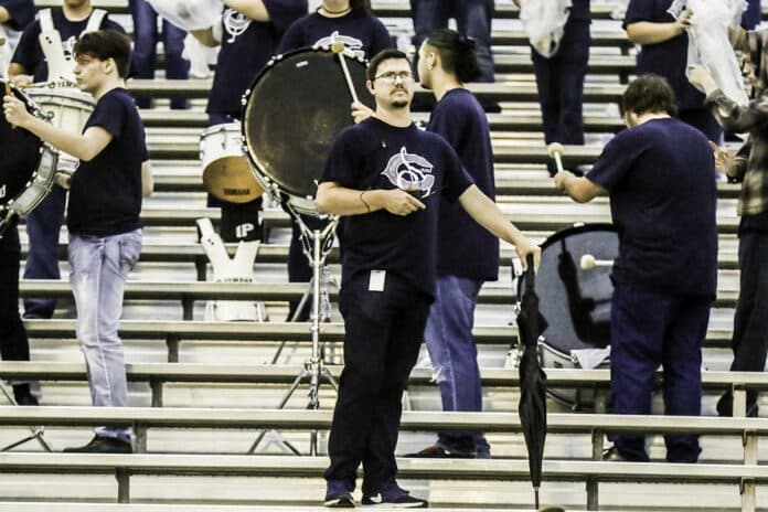 Steven Schildbach, with the Central High Band at the Aug. 16 football game against Fivay.  