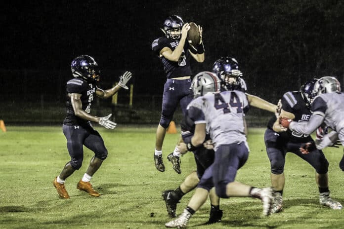 Central’s QB 8 Tre Joyner retrieves the high snap in Friday night’s game against Fivay.