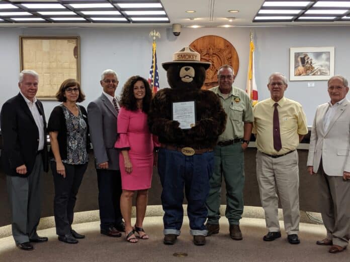 Brooksville City Council with Smokey the Bear