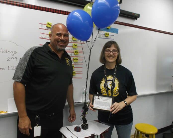  L - R: Chris Healy, West Hernando Middle School principal. Lorraine Armstrong. 