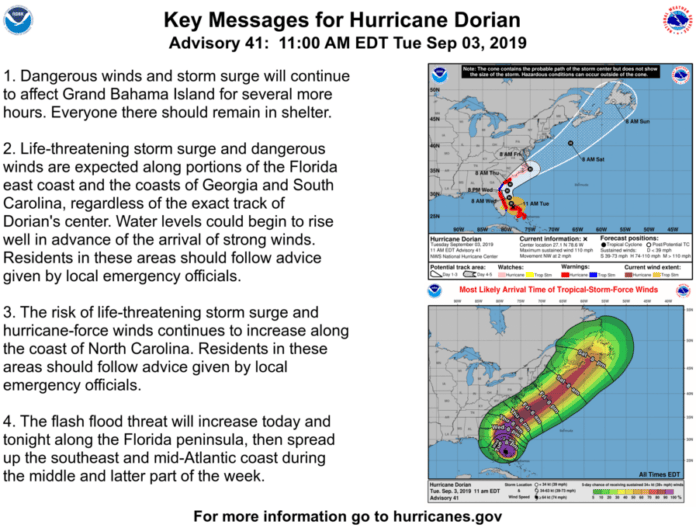 Advisory 11:00 AM EDT Tuesday Sept. 03, 2019