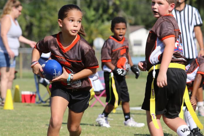 Both girls and boys participate in the Spring Hill NFL Flag Football league. Saturday, September 7 was the first game for the fall season.