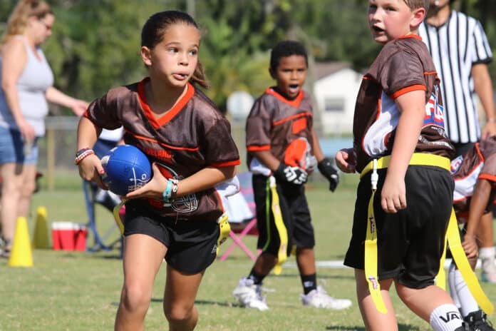 Both girls and boys participate in the Spring Hill NFL Flag Football league. Saturday, September 7 was the first game for the fall season. 