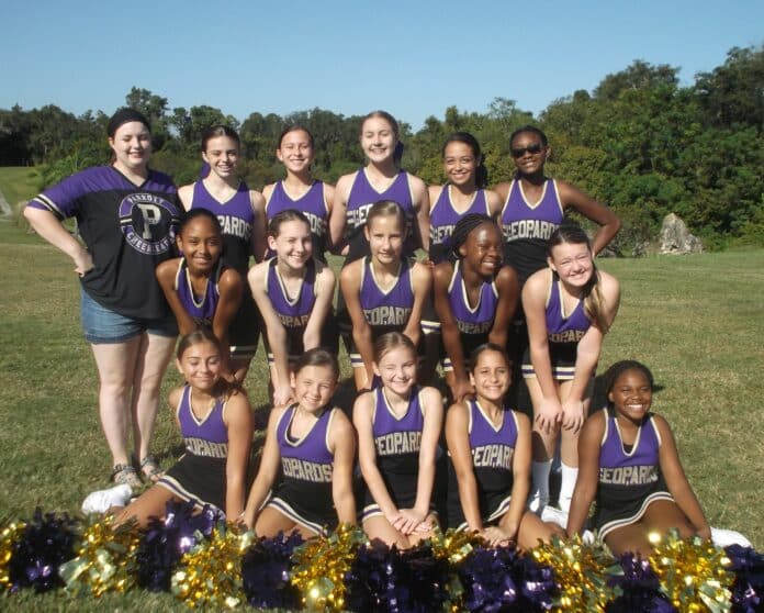 Crystal Whitehouse with Parrott Middle School cheerleaders