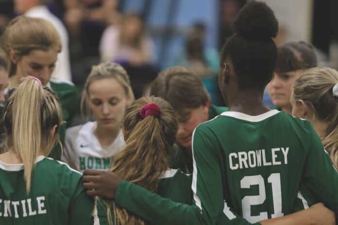 4A District 6 Semi-Finals Weeki Wachee vs Hudson 02: Weeki Wachee team gathers around after a loss against Hudson during the semi-finals held at Nature Coast Tech on Tuesday Night.