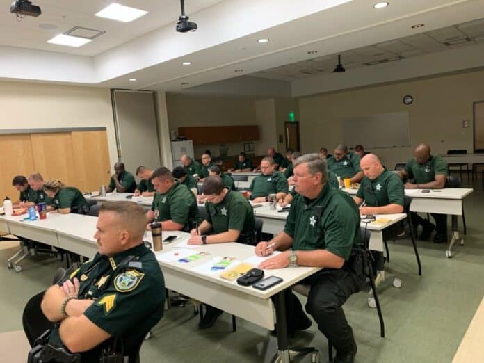 The School Resource Deputies are receiving training today from the staff with the Center for Autism and Related Disabilities at the University of Florida.