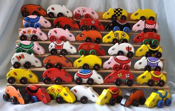 A small selection of wooden toys that volunteers t the Toymakers Organization hand craft for sick and needy children in the Tampa Bay area.