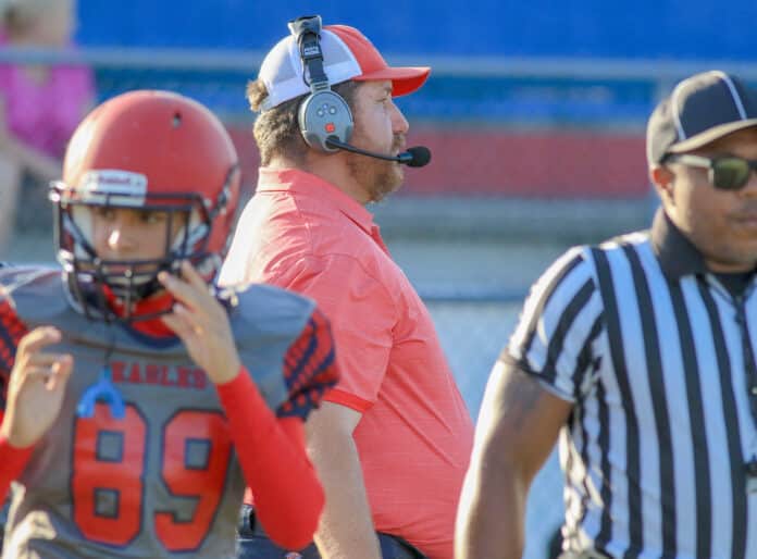  Springstead Coach Frank Hynes on the sidelines during their home game against Nature Coast Tech Thursday night