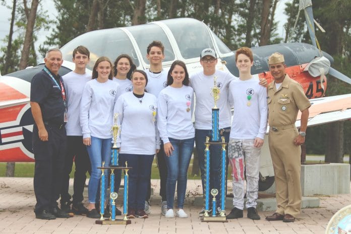 Central High School’s NJROTC (left to right) Master Gunnery Sergeant Arnett, Nick Royal, Hayle Carlisle, Michelle Geiger, Bailey Bichler, Leo Padro, Capt. Leann Wallace, Co Capt. Brent Howard, Kyle Chilson, and Lt. Commander Cruz.