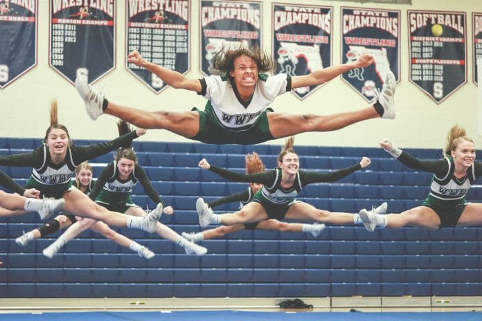 Weeki Wachee Cheerleading squad performs during the Springstead Head to Head Competition Saturday, Dec. 14, at Springstead High School.