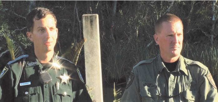 From left to right: Deputy Zachary Burkhart, Deputy Steve Snell.  Photo Credit: Screenshot WFLA footage, press conference Monday Jan. 6, 2020.
