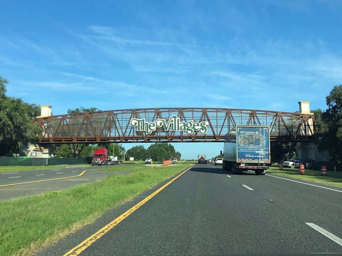 Bridge over SR 44 at Brownwood Paddock Square; Photo credit: Iamorangelightning