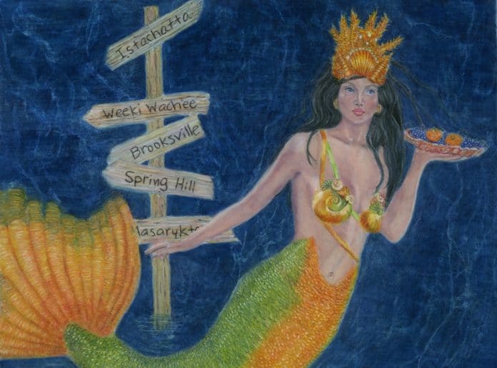 Elizabeth Johnson’s ‘Weeki Wachee Mermaid’ is the winner of the first ever Hernando County Fine Arts Council Art in the Park Artist Contest.