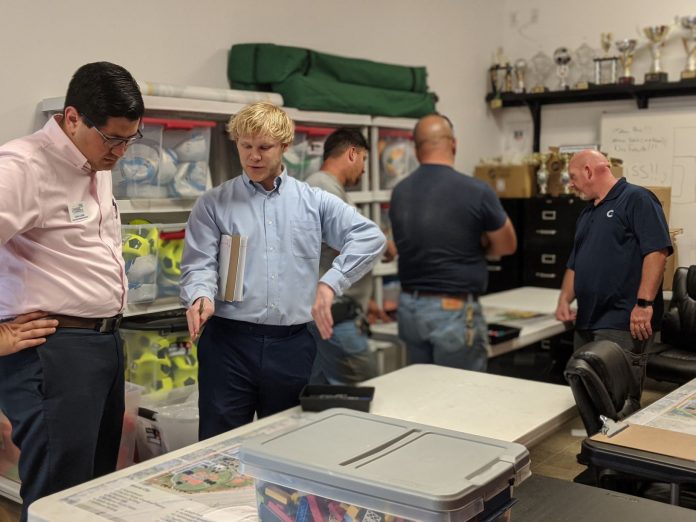 Jeremy Crute, FSU Project Manager, explains details of the Conceptual Plan to Chris Licata, Business Development Specialist with the Greater Hernando County Chamber of Commerce.