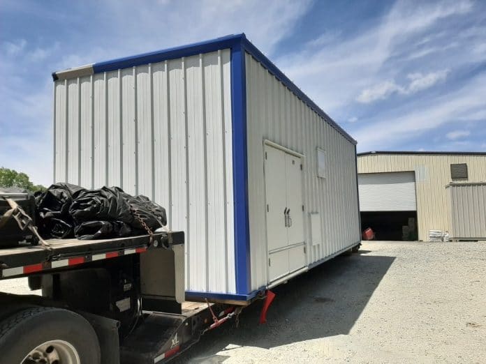 Photo of a 36' steel building representative to the one lifted by the tornado on April 20, 2020.