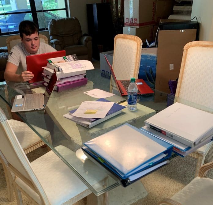 Denny is taking English 3, Math, Government, U.S. History, Gaming and Sim and PE, Math being his favorite subject. 