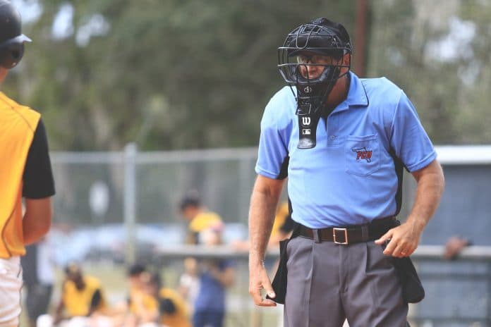 “When you get too old to play sports, you still want to stay on the grass,” Kieras said. “The kids are great, and you get to see some really good players at the college level, and some move up to the minor leagues. The competition is really good, and you are a part of it.” Kieras behind the plate at Pasco Hernando State College for a scrimmage game against SWFL Baseball on Oct 6, 2019. 